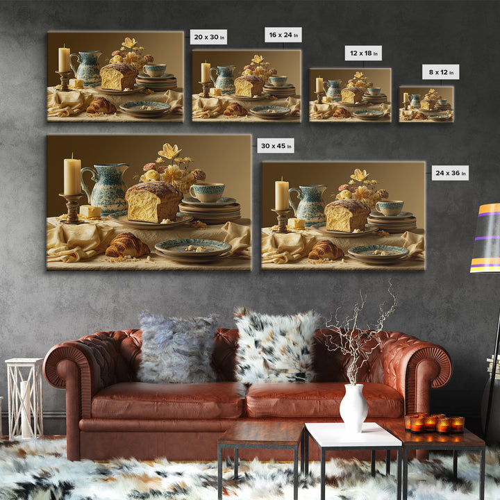 Elegant Table Objects Framed Canvas Print, Restaurant Art, Wall Art, Restaurant Decor, Watercolor Art, Bistro, Digital Print, RES-3x2-100