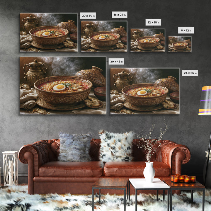 Ramen Bowl Rendered Framed Canvas Print, Restaurant Art, Printable Art, Restaurant Decor, Fine Art, Bistro, Watercolor Art, RES-3x2-18