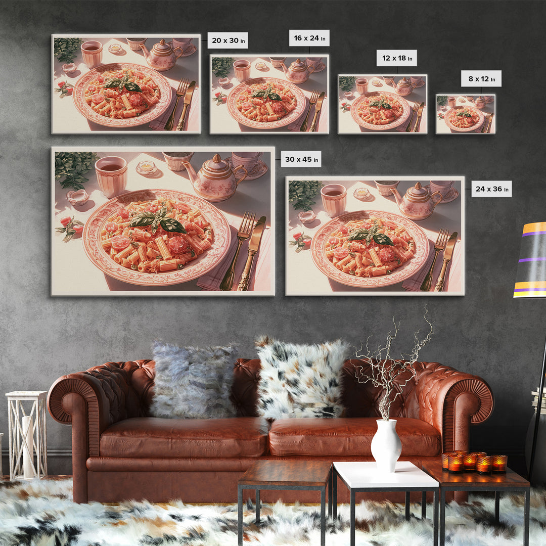 Fresh Pasta with Tomatoes and Basil Canvas Print, Restaurant Art, Canvas Print, Restaurant Decor, Bistro, Statement Artwork, RES-3x2-30