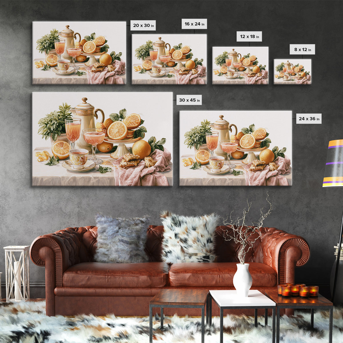Cocktail and Citrus Bar Composition Framed Canvas Print, Restaurant Art, Contemporary Art, Restaurant Decor, Fine Art, Bistro, RES-3x2-39