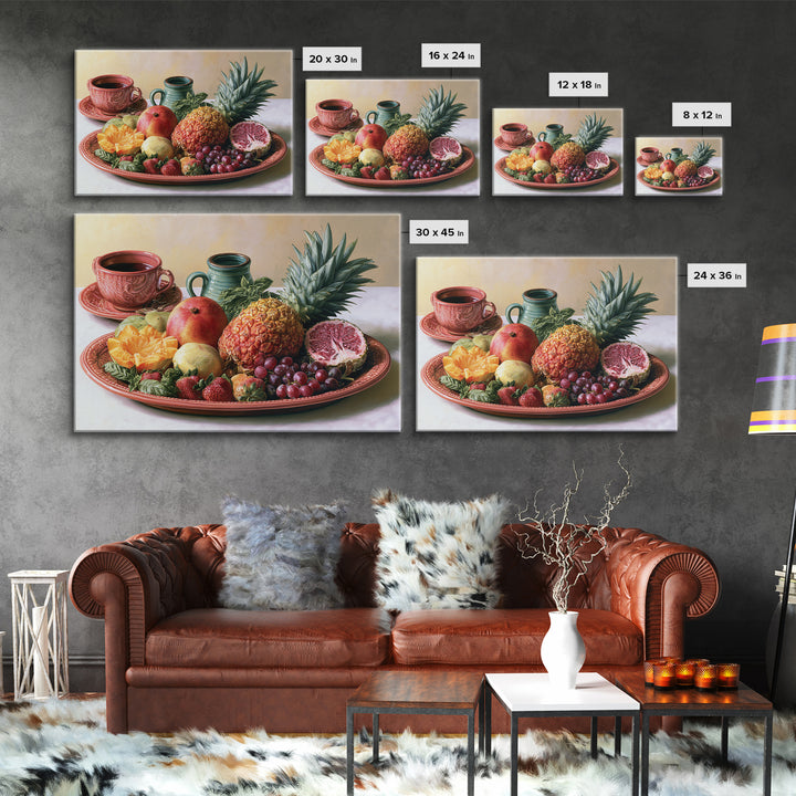 Tropical Fruit Platter Framed Canvas Print, Restaurant Art, Wall Art Print, Restaurant Decor, Fine Art, Bistro, Modern Decor, RES-3x2-46