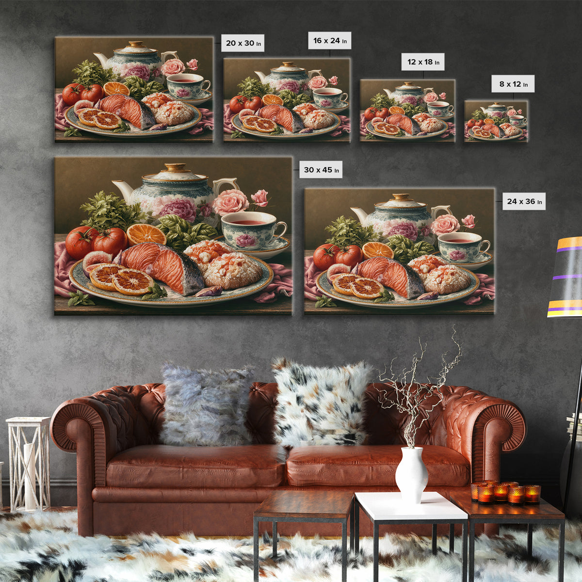 Sushi Fish and Ceramic Plate Composition Framed Canvas Print, Restaurant Art, Canvas Print, Restaurant Decor, Fine Art, Bistro, RES-3x2-9
