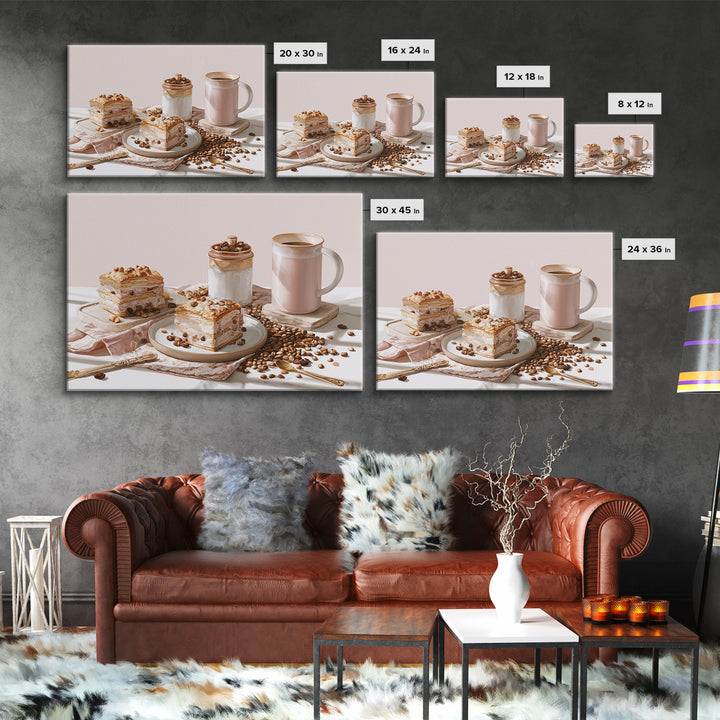 Coffee Beans and Pastry Arrangement Canvas Print, Restaurant Art, Stained Glass Art, Restaurant Decor, Fine Art, Bistro, RES-3x2-98