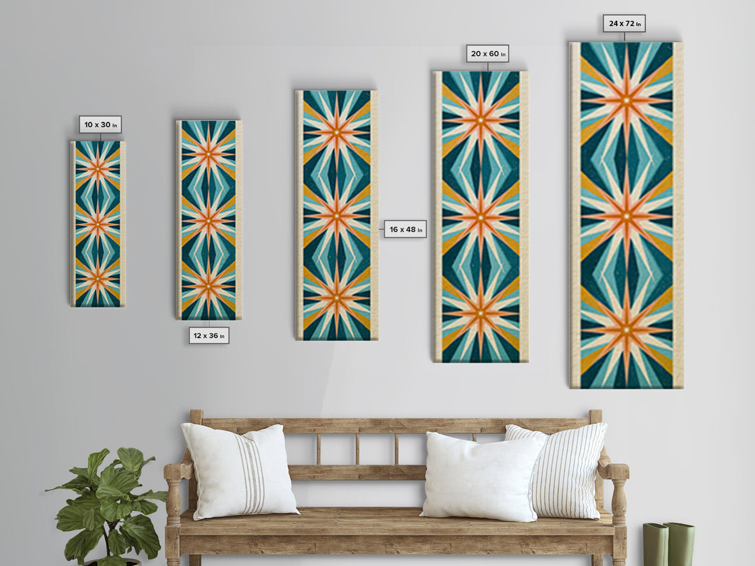 Atomic Starburst Pattern Framed Canvas Print, Retro Art, Dopamine Decor, Living Room Decor, Fine Art, Retro, Fine Art Print, RET-1x3-75