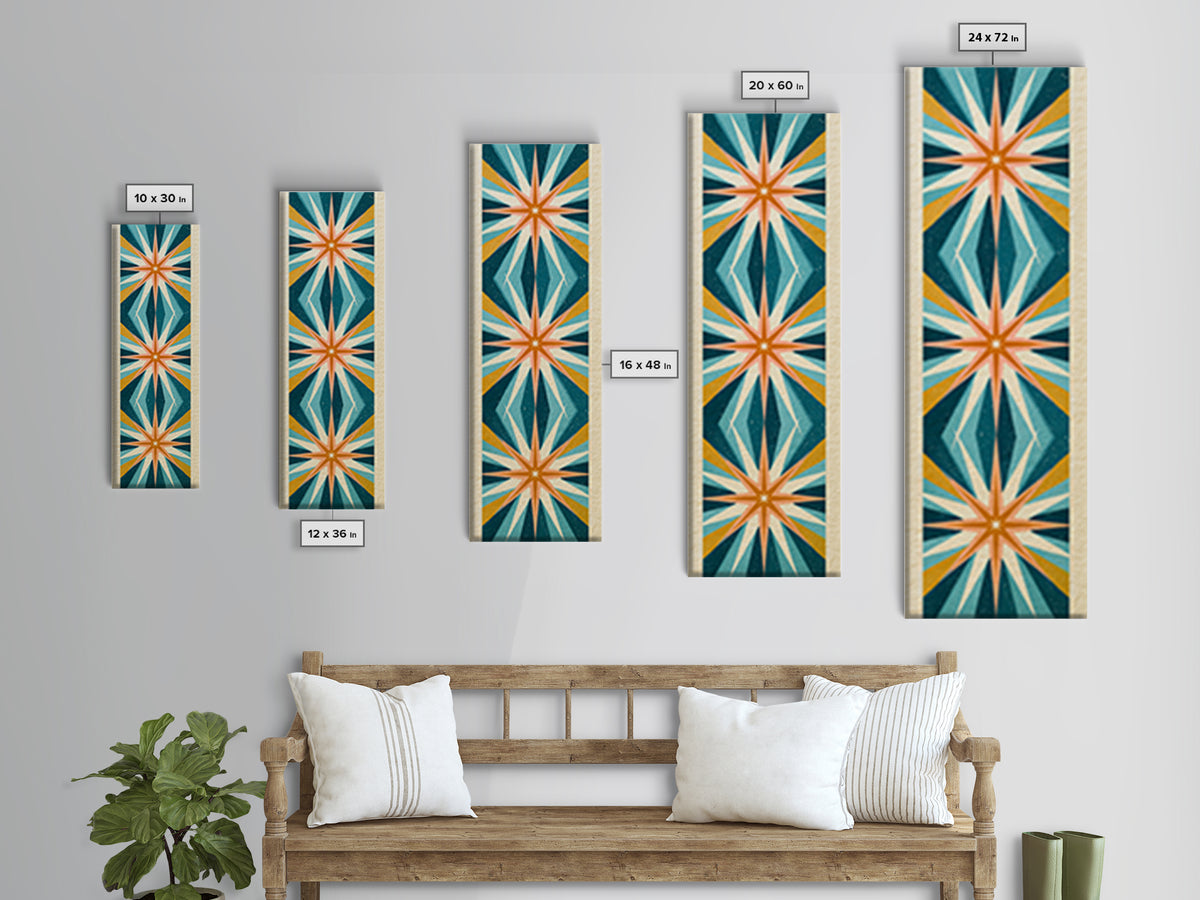 Atomic Starburst Pattern Framed Canvas Print, Retro Art, Dopamine Decor, Living Room Decor, Fine Art, Retro, Fine Art Print, RET-1x3-75