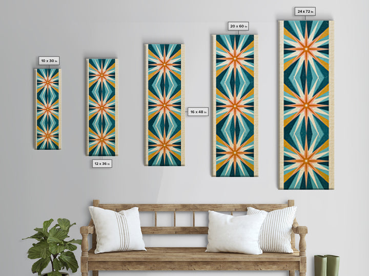 Atomic Starburst Pattern Framed Canvas Print, Retro Art, Dopamine Decor, Living Room Decor, Fine Art, Retro, Fine Art Print, RET-1x3-75