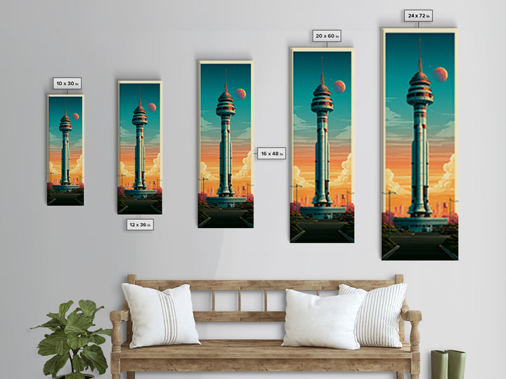 Space Age Rocket Poster Scene Framed Canvas Print, Retro Art, Retro Wall Art, Living Room Decor, Fine Art, Retro, Luxury Decor, RET-1x3-91