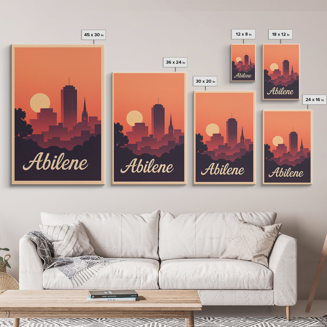 Abilene Texas Travel Poster, Canvas Print, Classic Travel Poster Art, Abilene City Art, Modern Wall Decor, Travel Art Print, Art Print