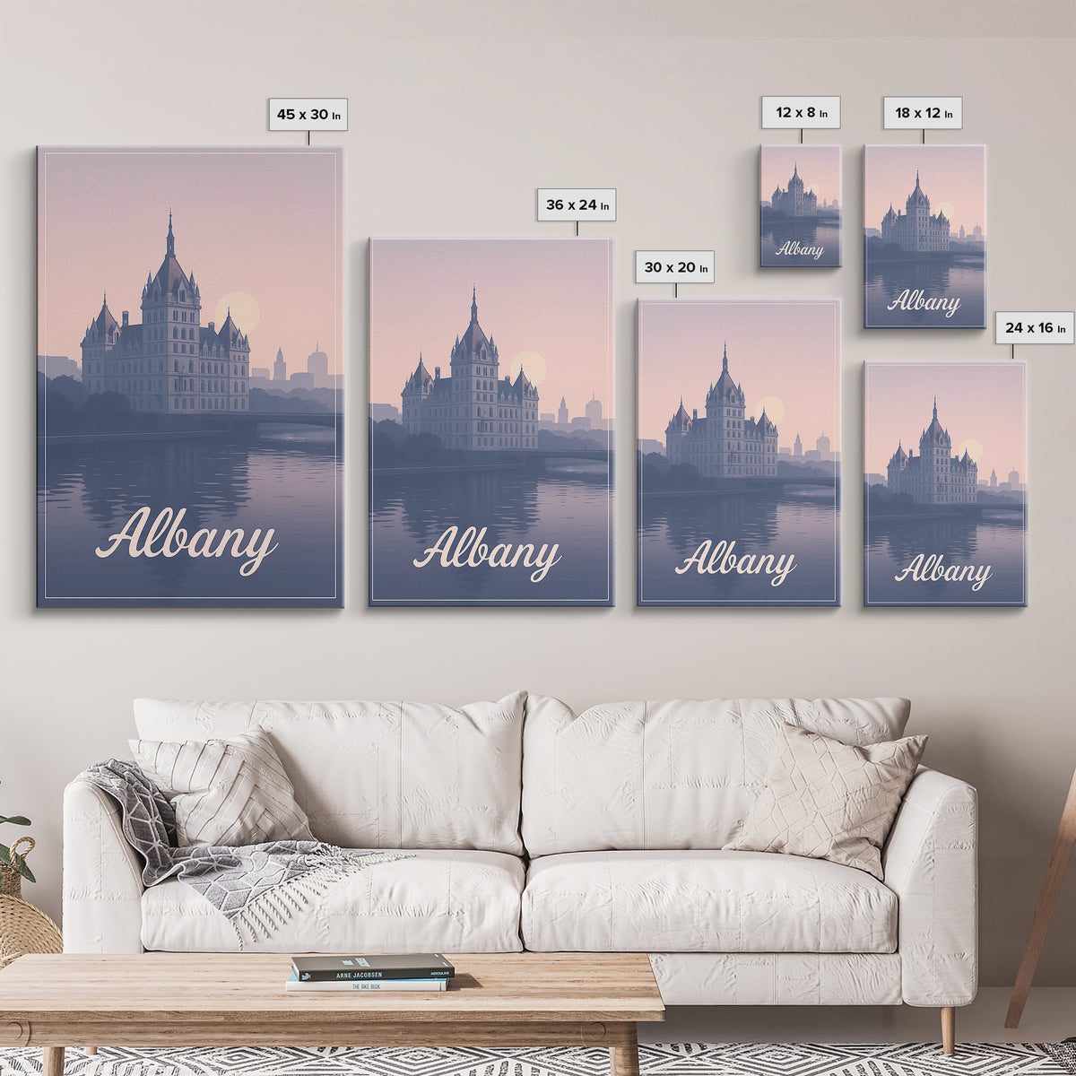 Albany Travel Poster, Framed Canvas Print, Classic Travel Poster Art, Albany Travel Art, Gift For Travelers, Wanderlust Decor, Wall Art