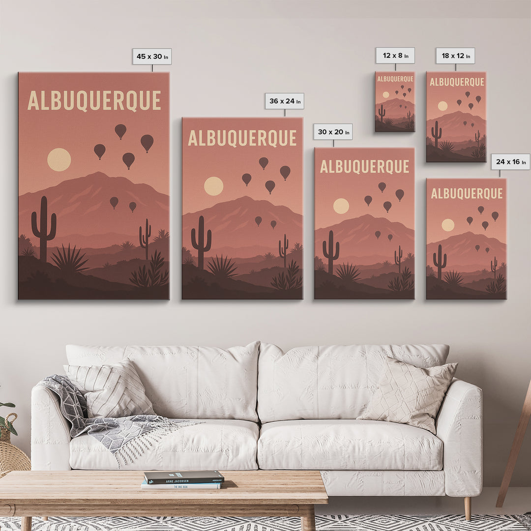 Albuquerque New Mexico Travel Poster, Canvas Print, Retro Sunset Skyline Art, Albuquerque Art Print, City Art Print, Modern Wall Decor