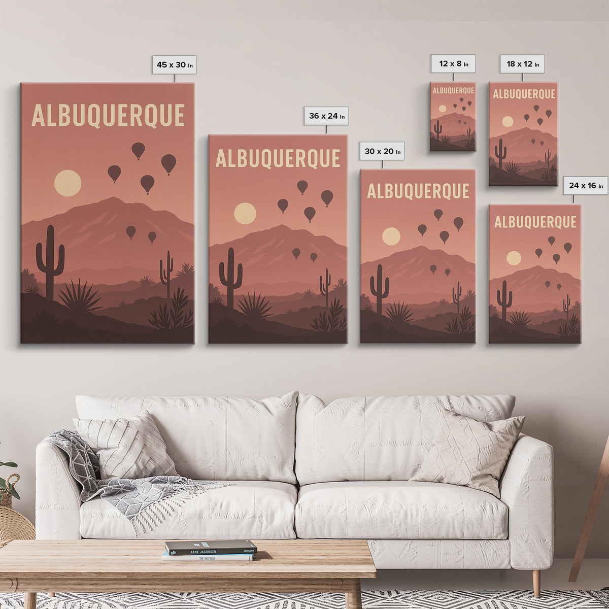 Albuquerque New Mexico Travel Poster, Canvas Print, Retro Sunset Skyline Art, Albuquerque Art Print, City Art Print, Modern Wall Decor
