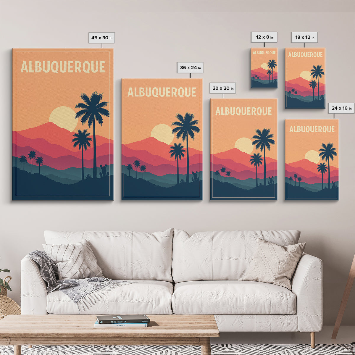 Albuquerque Travel Poster, Canvas Print, Mid Century City Wall Art, Albuquerque Wall Art, City Illustration, Retro Travel Print