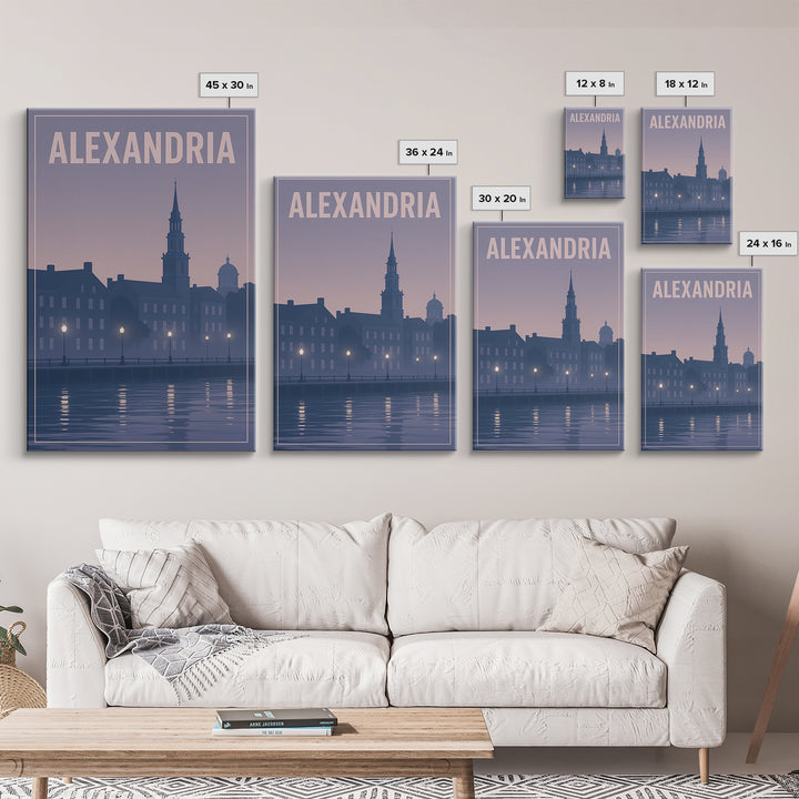 Alexandria Virginia Travel Poster, Framed Canvas Print, Mid Century City Wall Art, Alexandria Art Print, Travel Art Print, Wanderlust Decor