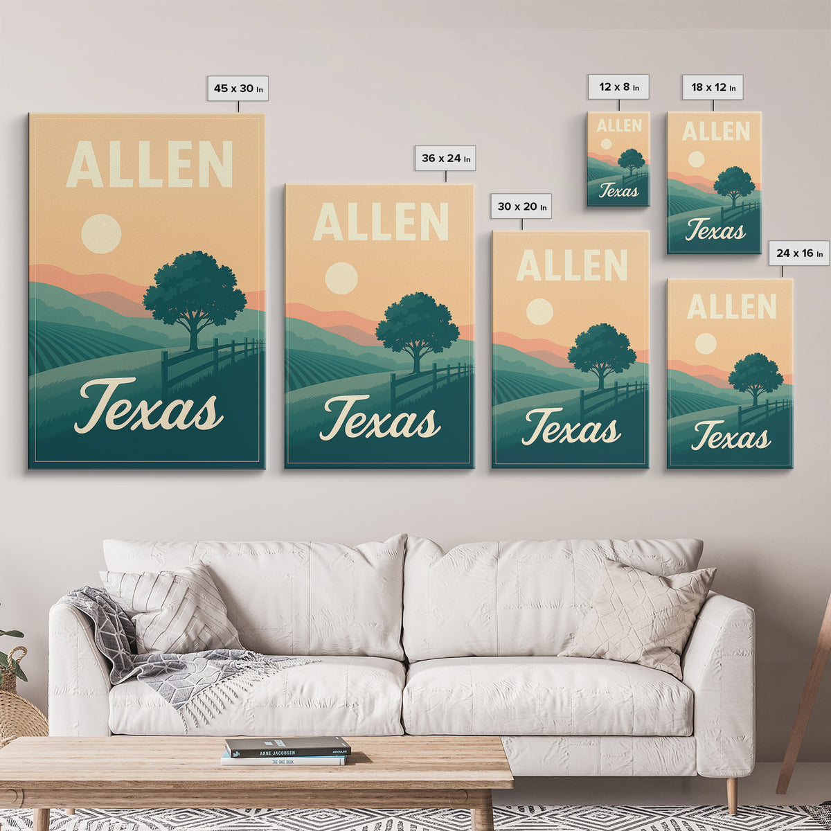 Allen Travel Poster, Framed Canvas Print, Vintage Travel Poster Art, Allen City Art, Vintage Travel Print, Travel Wall Art, City Poster