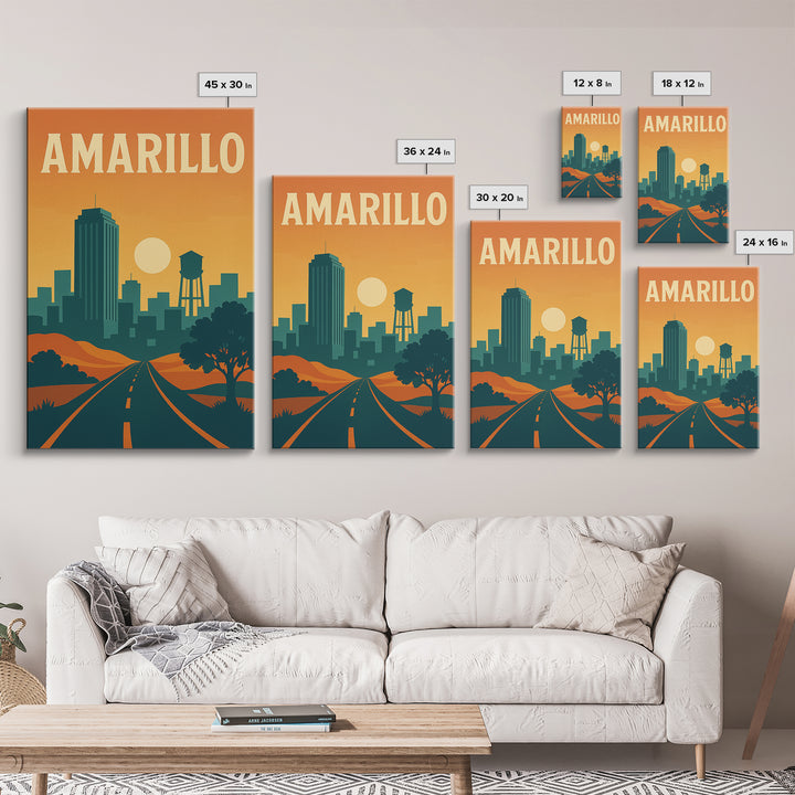 Amarillo Travel Poster, Canvas Print, Classic Travel Poster Art, Amarillo Art Print, Modern Wall Decor, Fine Art Print, Mid Century Wall Art