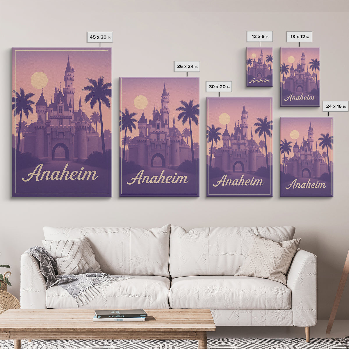 Anaheim Travel Poster, Framed Canvas Print, Mid Century City Wall Art, Anaheim Travel Art, Living Room Wall Art, Vintage City Art