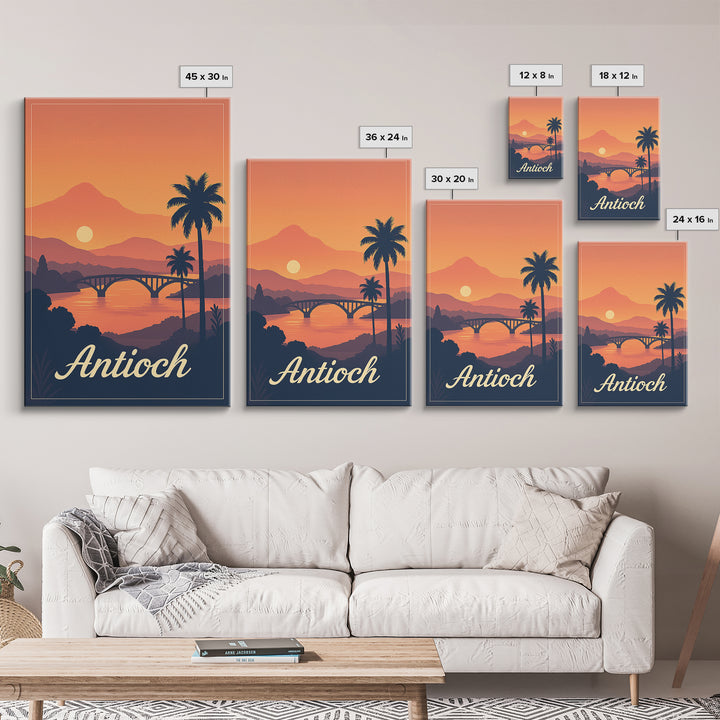 Antioch California Travel Poster, Canvas Print, Classic Poster Art, Antioch Poster Print, Travel Wall Art, Watercolor Skyline, Art Print