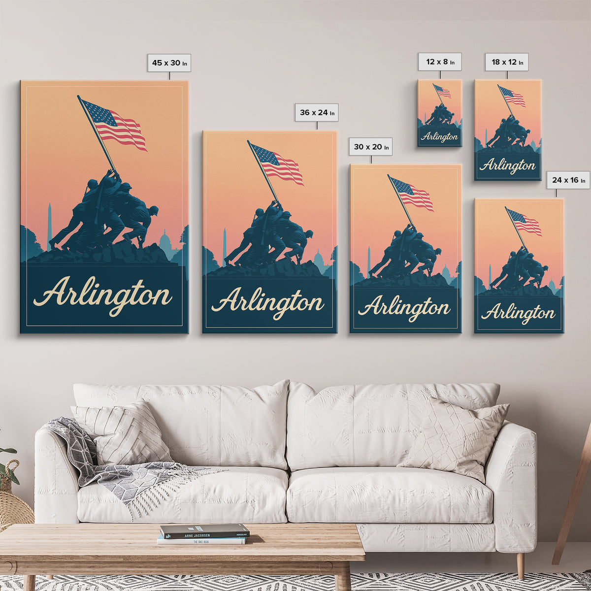 Arlington Texas Travel Poster, Framed Canvas Print, Mid Century City Wall Art, Arlington Wall Art, Eclectic Wall Decor, City Illustration
