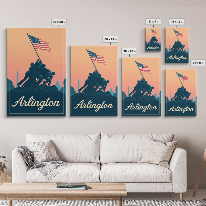 Arlington Texas Travel Poster, Framed Canvas Print, Mid Century City Wall Art, Arlington Wall Art, Eclectic Wall Decor, City Illustration