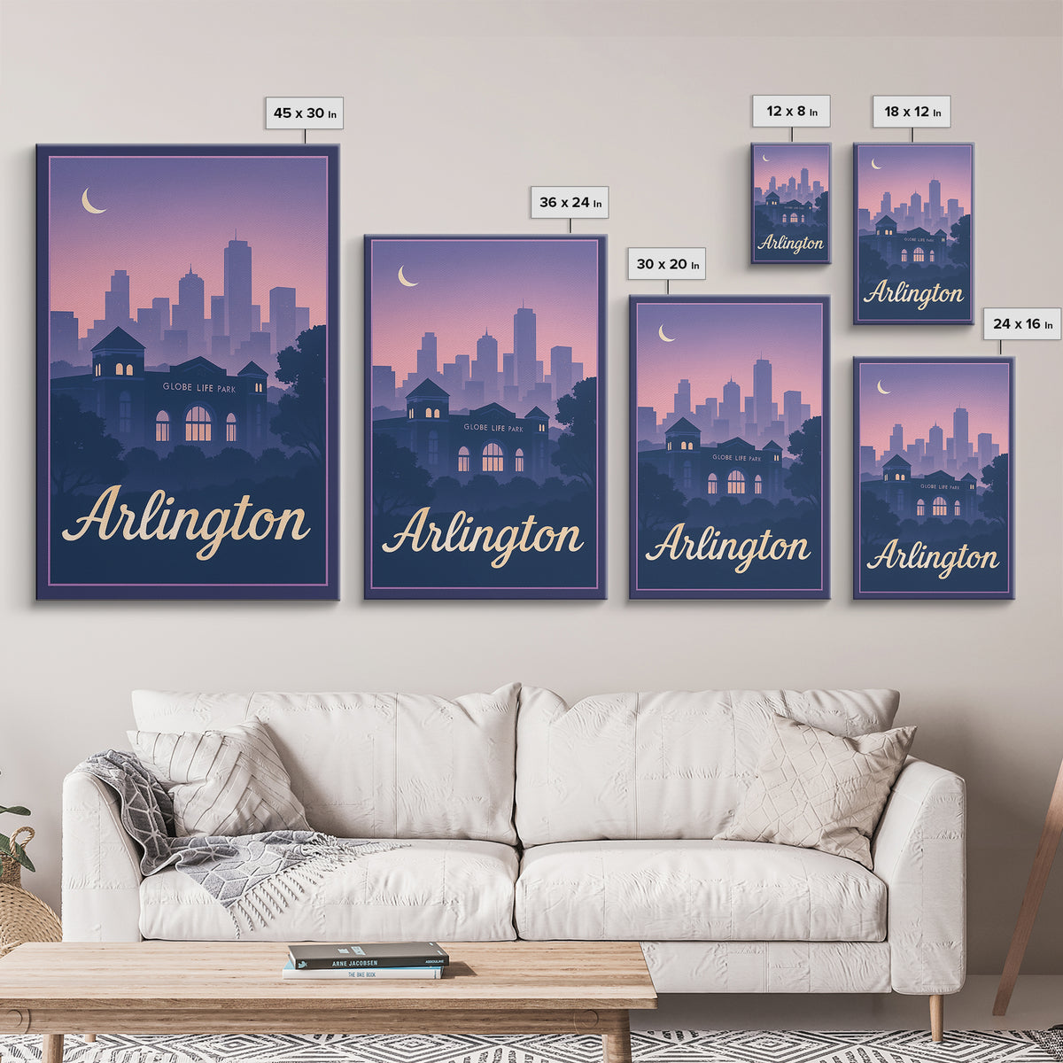 Arlington Travel Poster, Canvas Print, Mid Century City Wall Art, Arlington Poster Print, Gift For Travelers, Vintage City Art