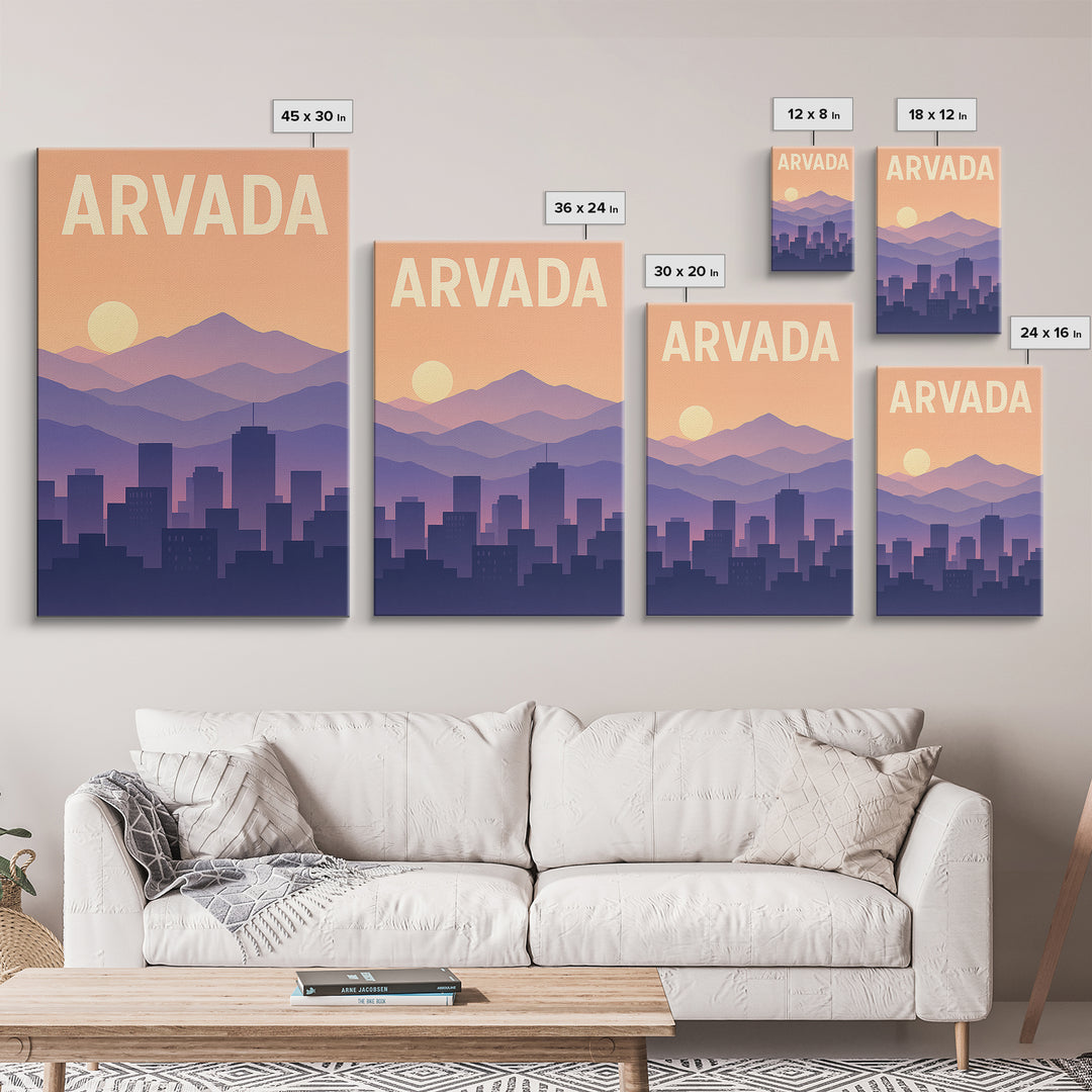 Arvada Colorado Travel Poster, Canvas Print, Classic Travel Poster Art, Arvada Wall Art, Wall Decor, City Illustration, Travel Poster Set