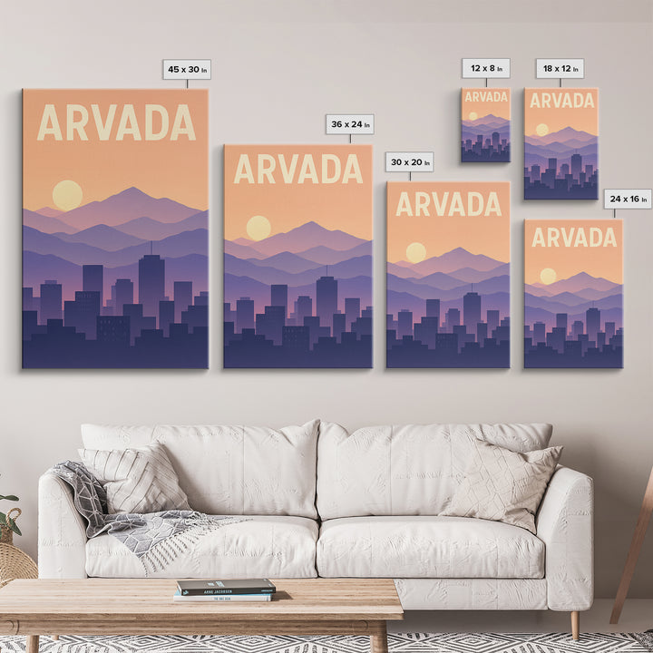 Arvada Colorado Travel Poster, Canvas Print, Classic Travel Poster Art, Arvada Wall Art, Wall Decor, City Illustration, Travel Poster Set