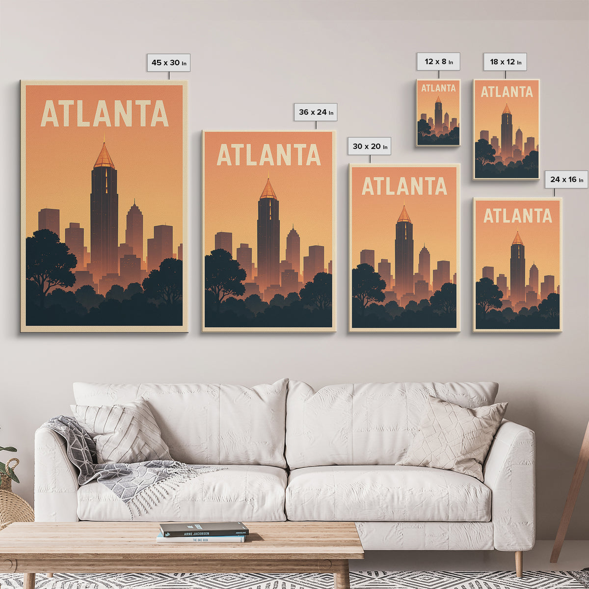 Atlanta Georgia Travel Poster, Framed Canvas Print, Vintage Travel Poster Art, Atlanta Poster Print, Vintage City Poster, Vintage City Art
