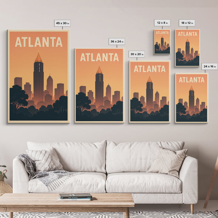 Atlanta Georgia Travel Poster, Framed Canvas Print, Vintage Travel Poster Art, Atlanta Poster Print, Vintage City Poster, Vintage City Art