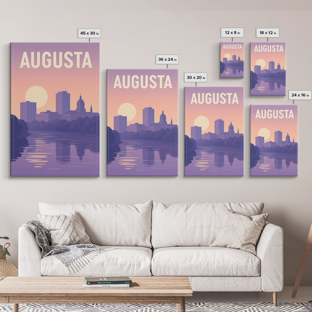 Augusta Travel Poster, Framed Canvas Print, Classic Travel Poster Art, Augusta Art Print, Travel Poster Set, Modern Wall Decor