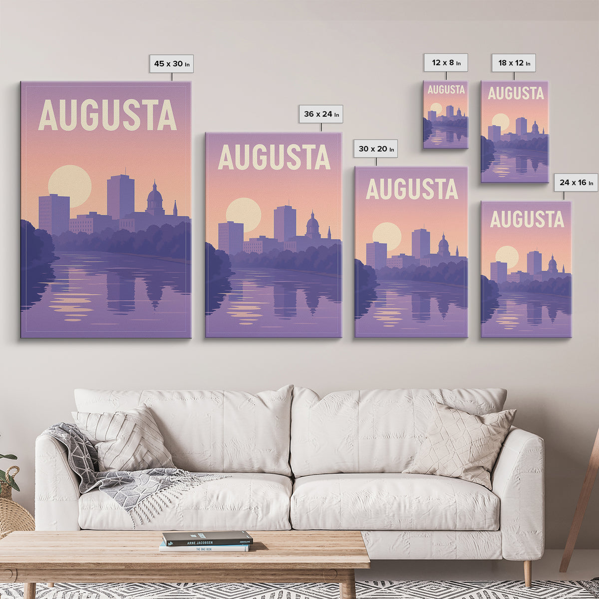Augusta Travel Poster, Framed Canvas Print, Classic Travel Poster Art, Augusta Art Print, Travel Poster Set, Modern Wall Decor