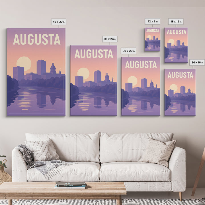 Augusta Travel Poster, Framed Canvas Print, Classic Travel Poster Art, Augusta Art Print, Travel Poster Set, Modern Wall Decor
