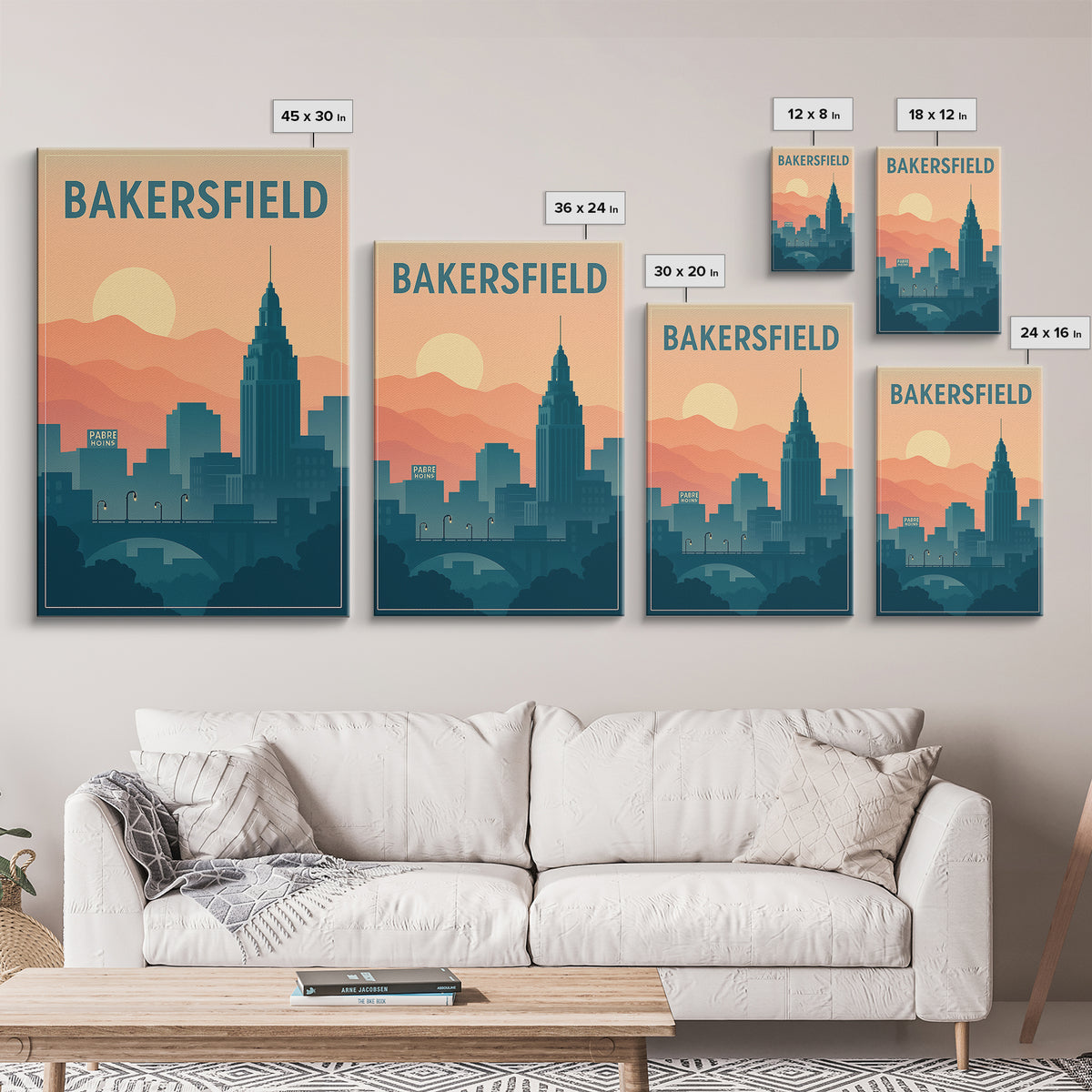 Bakersfield Travel Poster, Canvas Print, Classic Travel Poster Art, Bakersfield Poster Print, City Illustration, Vintage Travel Art