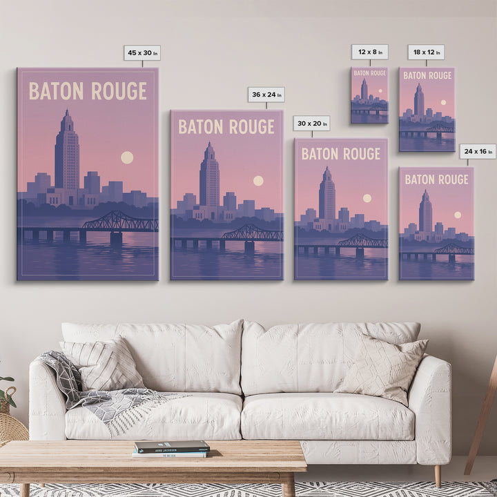 Baton Rouge Louisiana Travel Poster, Canvas Print, Vintage Travel Poster Art, Baton Rouge Art Print, Mid Century Wall Art, Fine Art Print