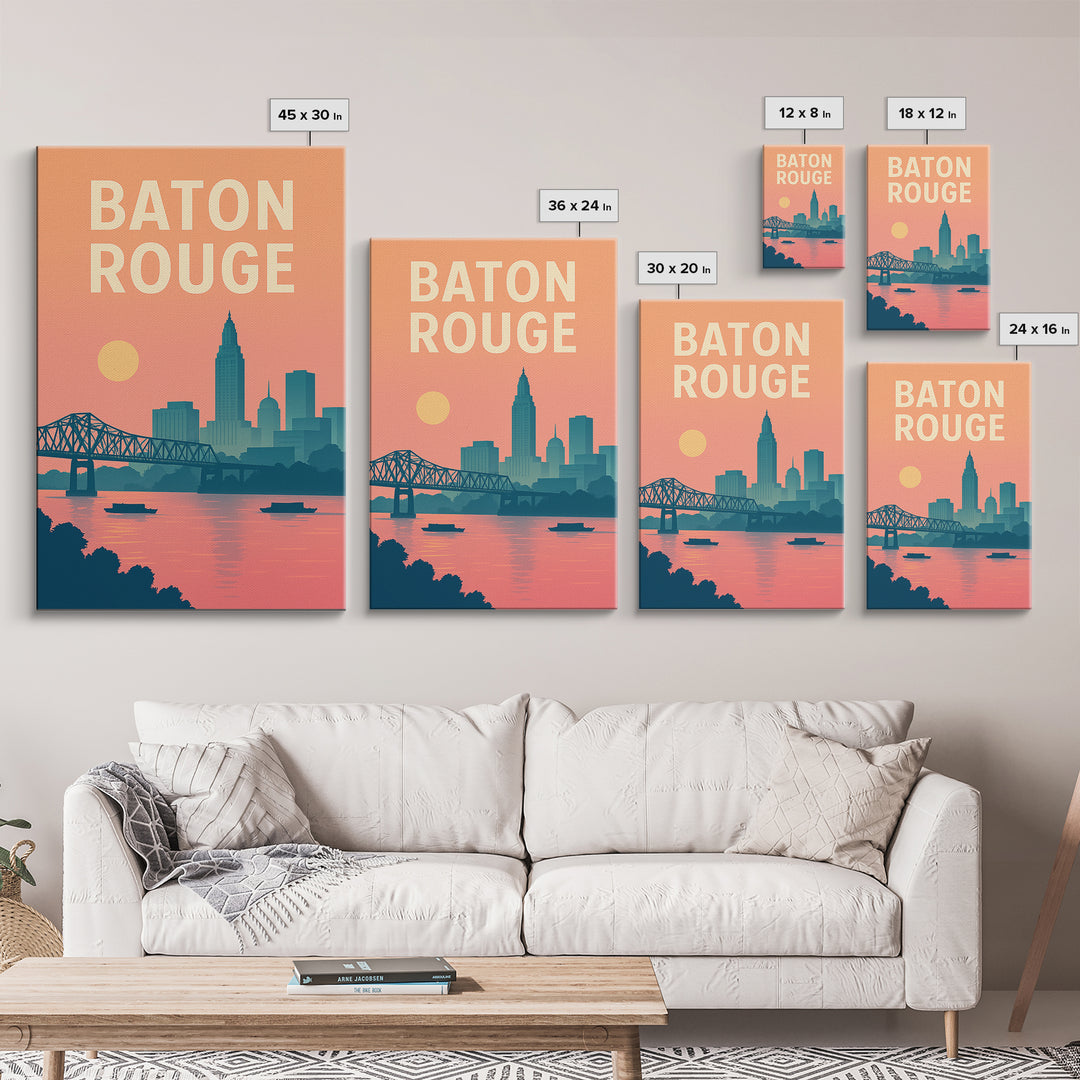 Baton Rouge Travel Poster, Canvas Print, Classic Travel Poster Art, Baton Rouge City Art, Vintage City Art, Travel Wall Art, Travel Print