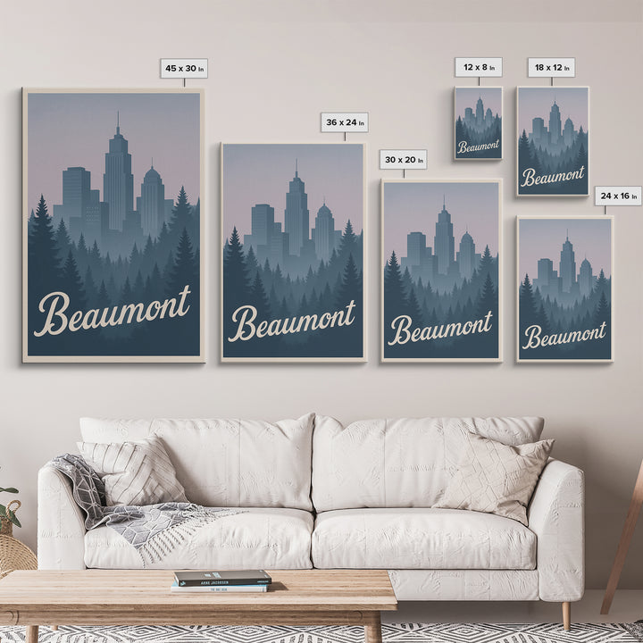 Beaumont Travel Poster, Framed Canvas Print, Classic Travel Poster Art, Beaumont Travel Art, Travel Art Print, Travel Wall Decor