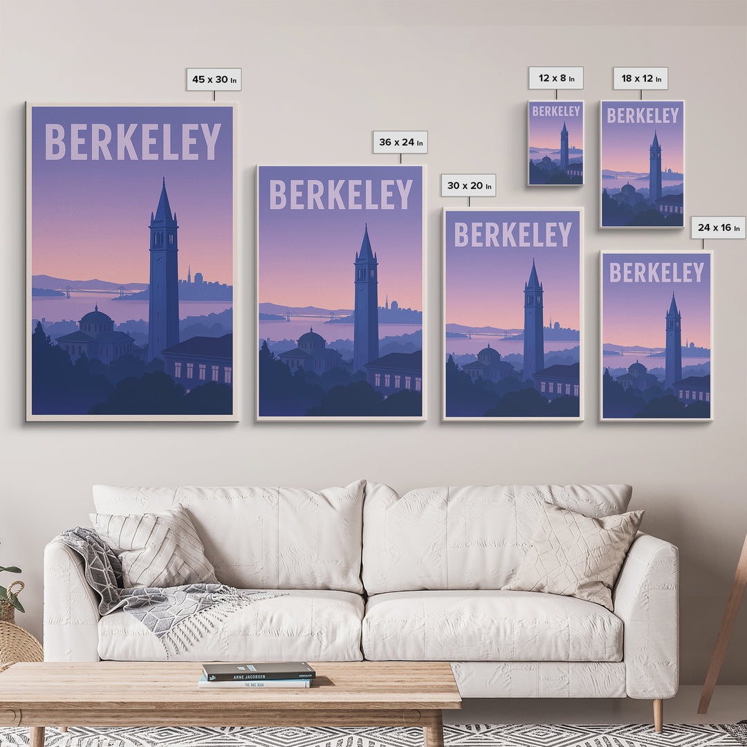 Berkeley California Travel Poster, Canvas Print, Mid Century City Wall Art, Berkeley Travel Art, City Illustration, City Travel Prints
