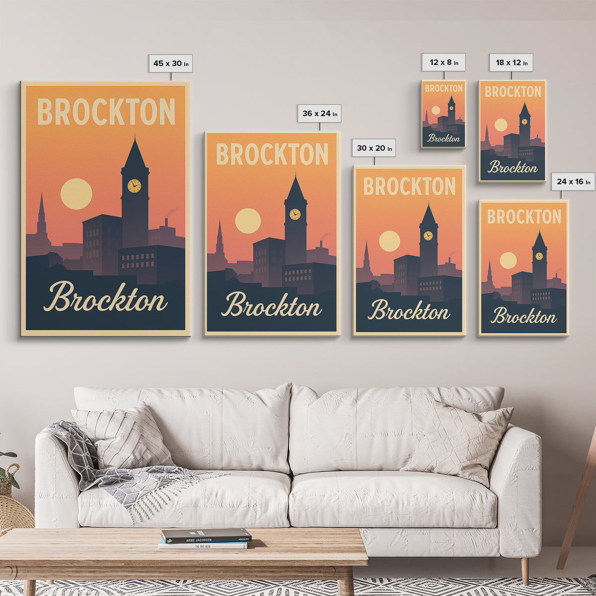 Brockton Massachusetts Travel Poster, Canvas Print, Mid Century City Wall Art, Brockton Wall Art, Travel Art Print, City Poster, Home Decor