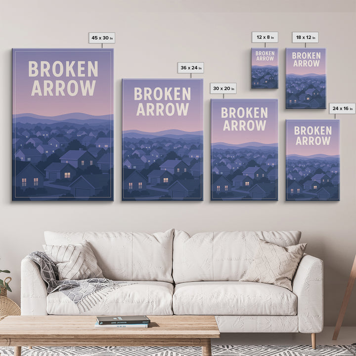 Broken Arrow Oklahoma Travel Poster, Canvas Print, Vintage Travel Poster Art, Broken Arrow Travel Art, Vintage City Art, Vintage Travel Art