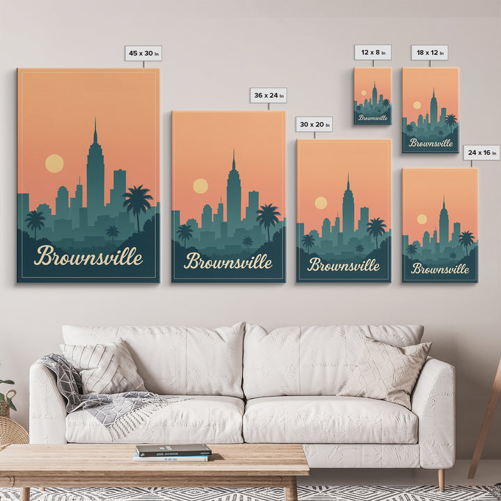 Brownsville Texas Travel Poster, Canvas Print, Vintage Travel Poster Art, Brownsville Travel Art, Travel Poster Set, Travel Poster Art