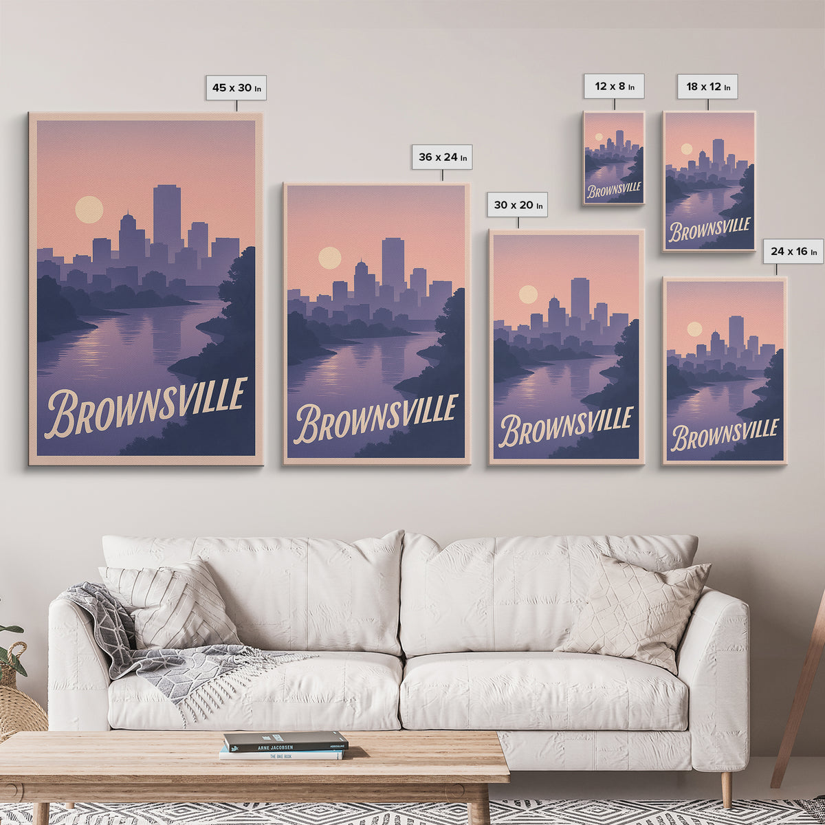 Brownsville Travel Poster, Framed Canvas Print, Classic Travel Poster Art, Brownsville Poster Print, Wanderlust Decor, Modern Wall Decor