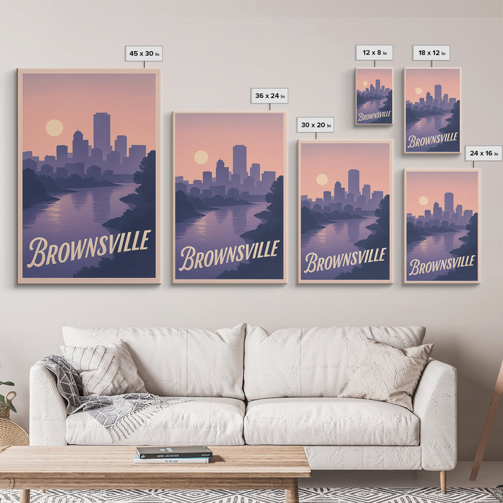 Brownsville Travel Poster, Framed Canvas Print, Classic Travel Poster Art, Brownsville Poster Print, Wanderlust Decor, Modern Wall Decor