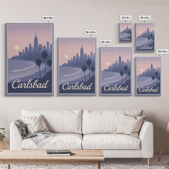 Carlsbad Travel Poster, Framed Canvas Print, Vintage Travel Poster Art, Carlsbad Art Print, Travel Art Print, Travel Poster Set