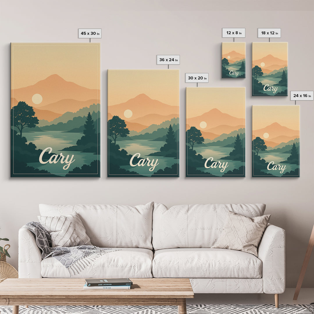 Cary North Carolina Travel Poster, Canvas Print, Classic Poster Art, Cary Poster Print, Travel Poster Art, City Travel Prints, Art Print