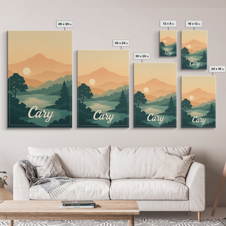 Cary North Carolina Travel Poster, Canvas Print, Classic Poster Art, Cary Poster Print, Travel Poster Art, City Travel Prints, Art Print