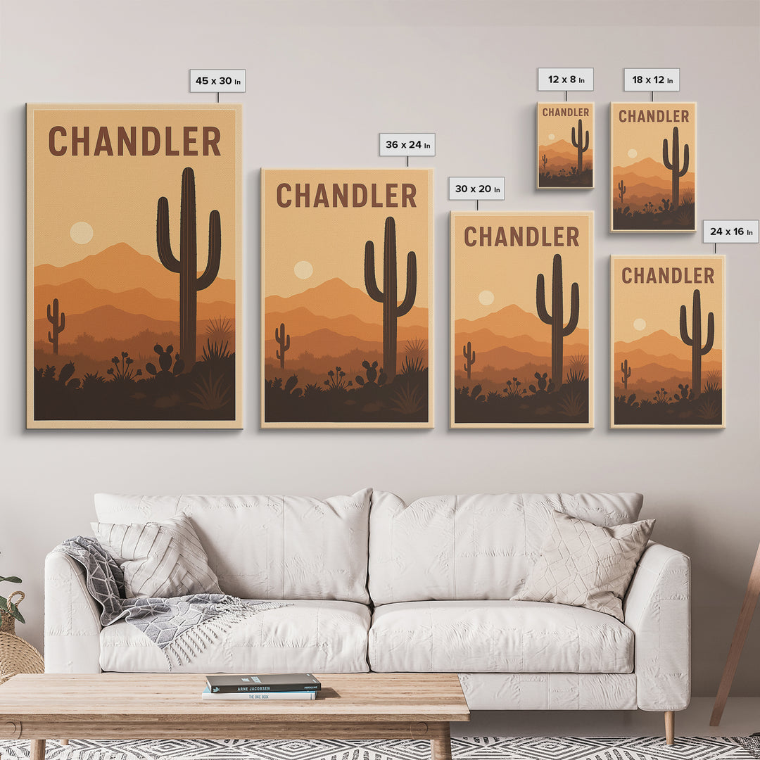 Chandler Travel Poster, Framed Canvas Print, Classic Travel Poster Art, Chandler City Art, Vintage City Art, Gift For Travelers