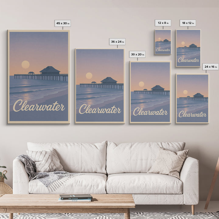Clearwater Travel Poster, Canvas Print, Mid Century City Wall Art, Clearwater Art Print, Wanderlust Decor, Fine Art Print, Travel Wall Art