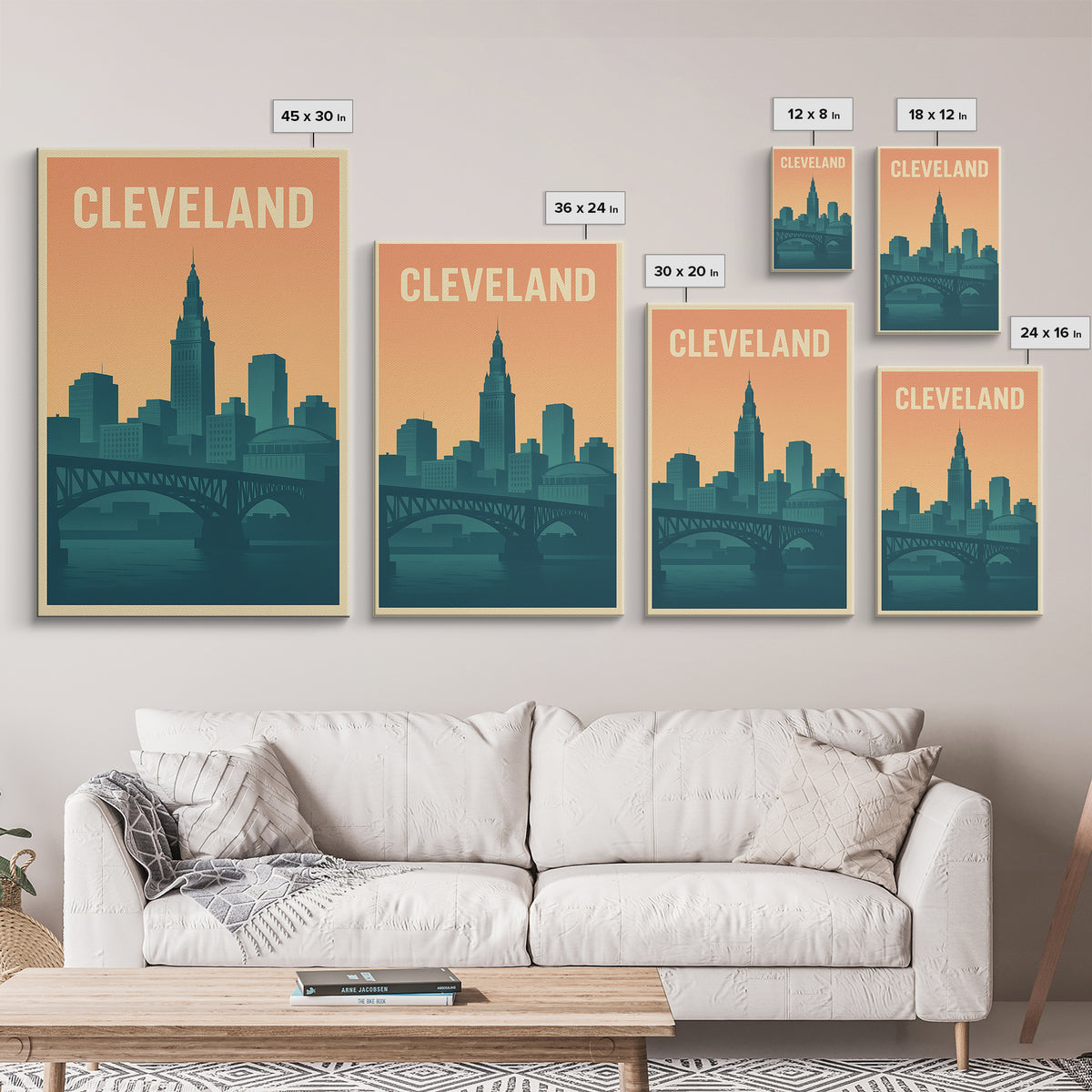 Cleveland Ohio Travel Poster, Canvas Print, Classic Travel Poster Art, Cleveland City Art, Travel Art Print, Wanderlust Decor, Wall Decor