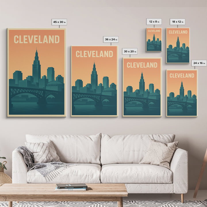 Cleveland Ohio Travel Poster, Canvas Print, Classic Travel Poster Art, Cleveland City Art, Travel Art Print, Wanderlust Decor, Wall Decor
