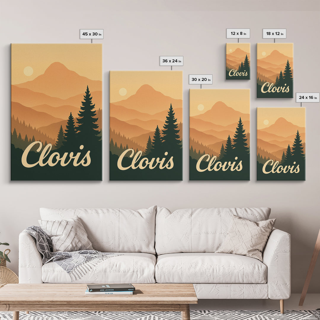 Clovis California Travel Poster, Canvas Print, Mid Century City Wall Art, Clovis Travel Art, Mid Century Wall Art, Travel Print, Home Decor