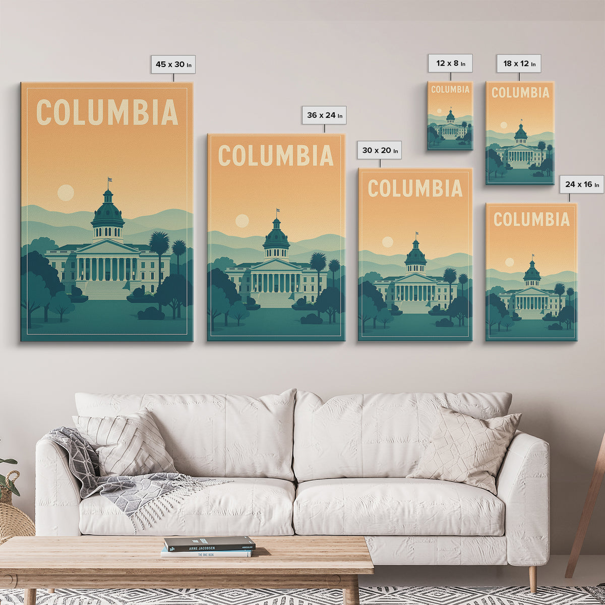 Columbia Travel Poster, Framed Canvas Print, Classic Travel Poster Art, Columbia City Art, Gift For Travelers, Travel Wall Decor